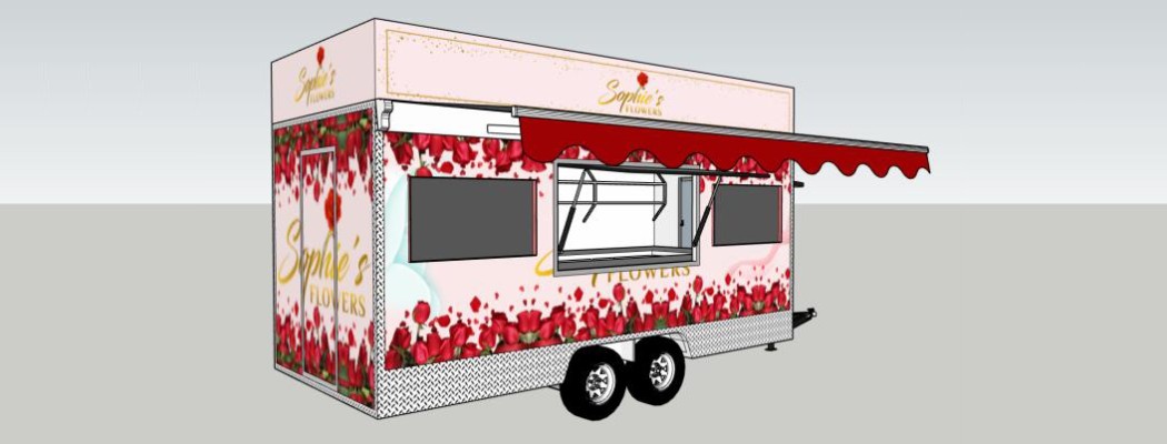 /13ft mobile flower truck trailer design